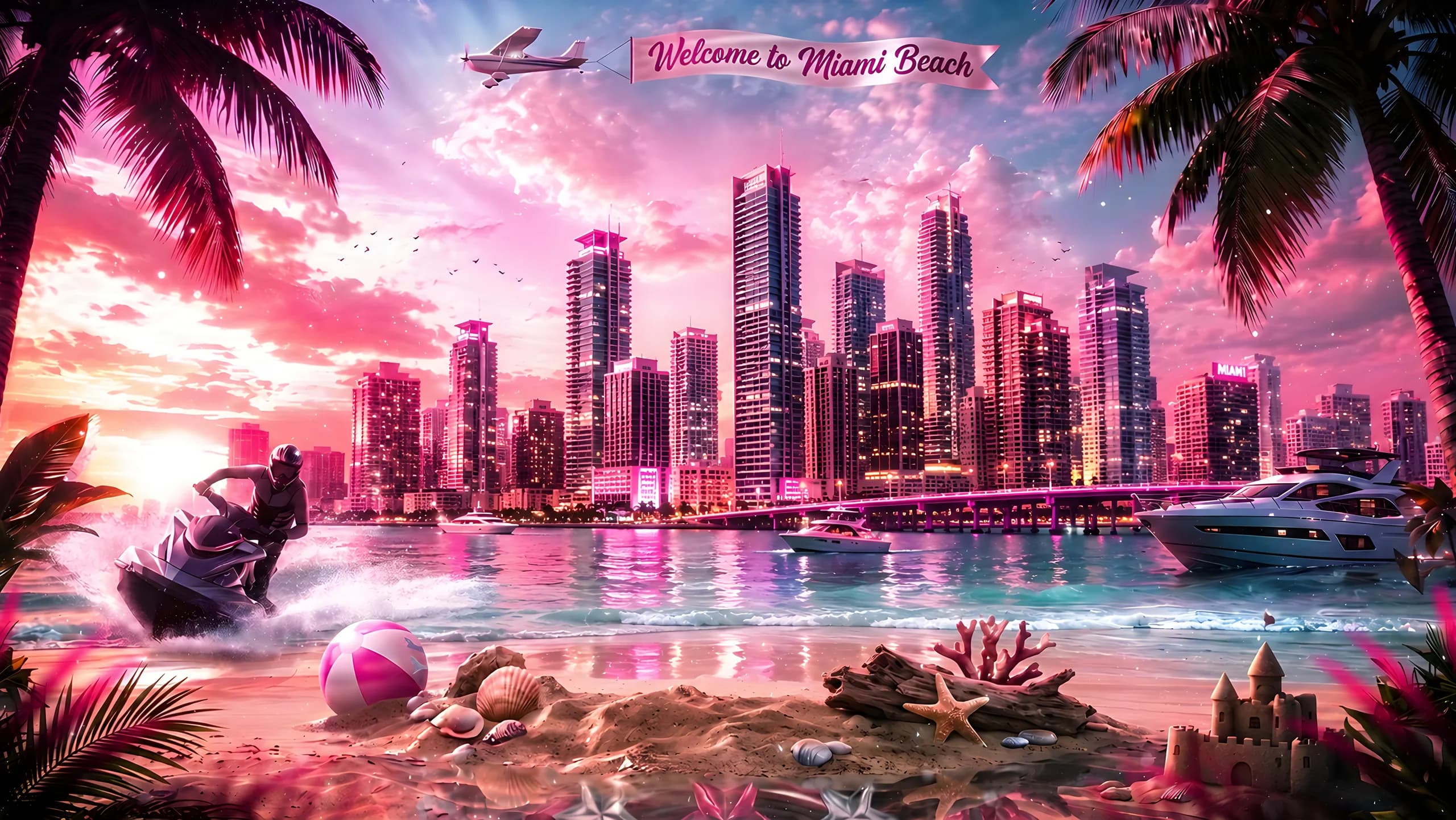 Miami Beach marina and nightlife